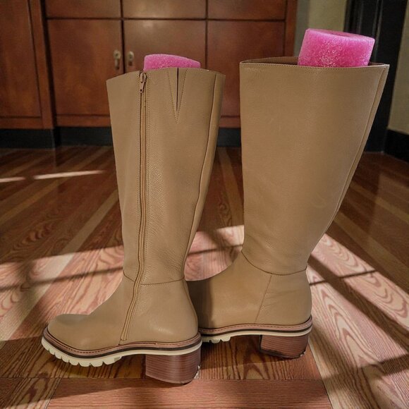 Bernardo Susana Calfskin Tall Riding Boots in Beige/Tan US 10M - Picture 2 of 11